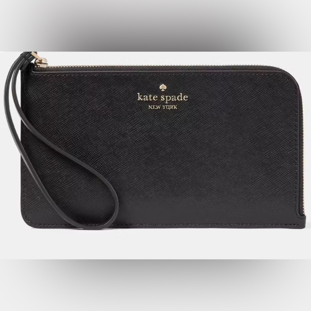 Kate Spade Lucy Medium L-Zip Wristlet Black NWT